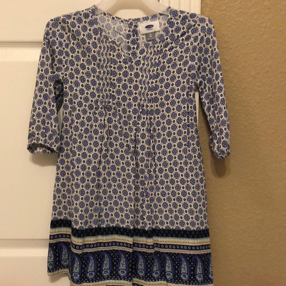 Girls old navy blue and white paisley dress